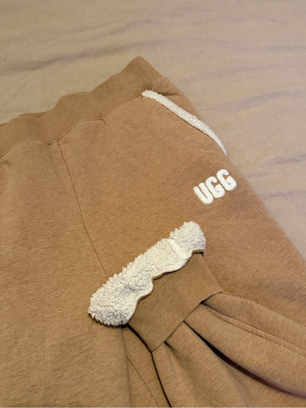 UGG RTW Tan Fleece-Trim Sweatpants